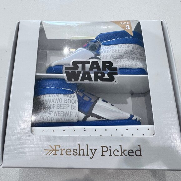NWT - Freshly Picked Brand Star Wars R2D2 Moccasin Size Toddler 3 - Picture 1 of 4